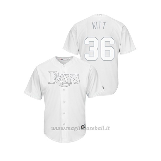 Maglia Baseball Hombre Tampa Bay Rays 36 Andrew Kittredge 2019 Players Weekend Replica Bianco